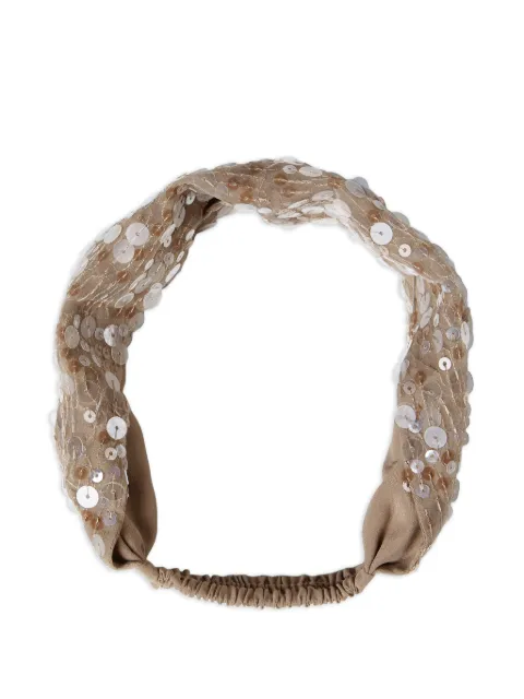 Brunello Cucinelli embroidery sequin headband Neutrals MF940BW899C8909