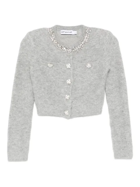 Self-Portrait crystal-embellished cardigan Grey RS26123CB