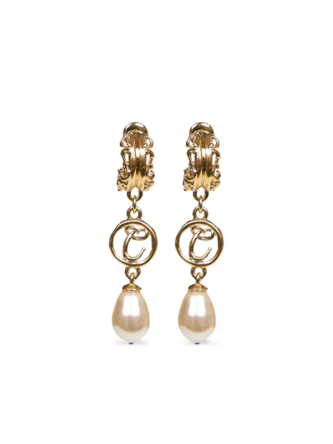 Chloé ornamental-detail pearl-pendant earrings Gold CH26SJE02BGL