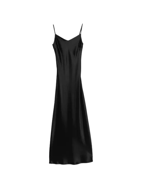 IVORY PARIS V-neck slip midi dress Black S0207BLACK