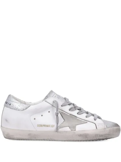 Golden Goose Super-Star trainers with gray suede star and silver glitter inserts White GWF00101F003523