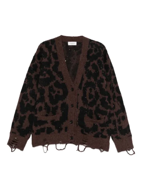 Laneus leopard distressed cardigan Brown F5LAWOCA385