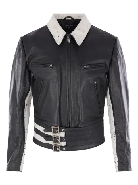 Enfants Riches Déprimés grained leather jacket Black 30544