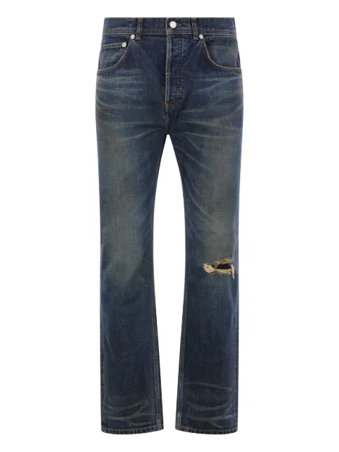 Enfants Riches Déprimés distressed logo-patch jeans Blue 050431BLUE