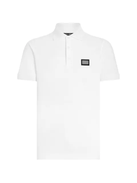 Dolce & Gabbana cotton piqué polo shirt with branded tag White G8PL4TG7P1D