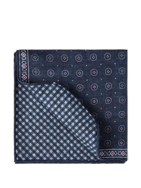 Brunello Cucinelli geometric-patterned silk pocket square Blue MX8670091CPB69