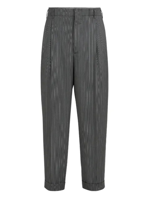 Brunello Cucinelli striped-pattern double-pleats trousers Grey MZ410L00NC001