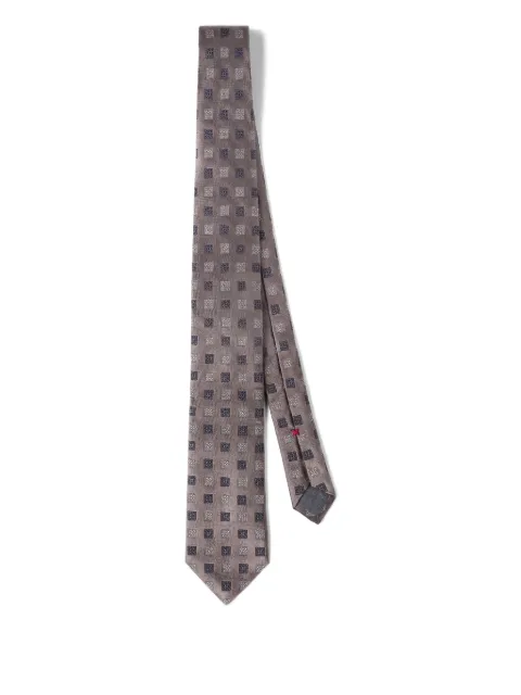Brunello Cucinelli silk tie with squares pattern Brown MX8600018CKP89