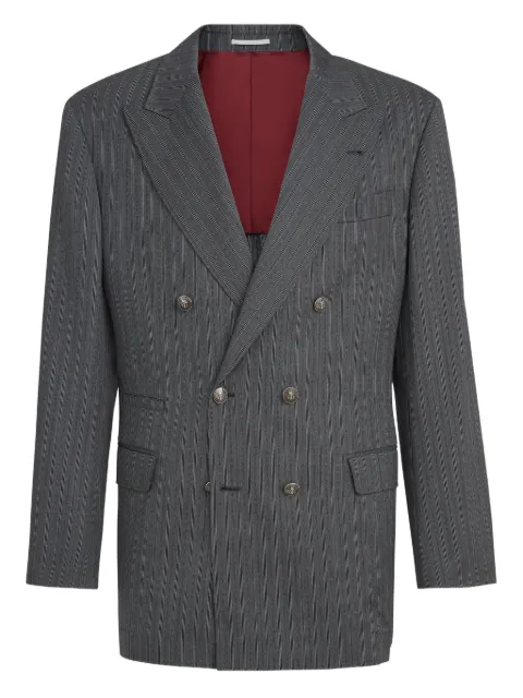 Brunello Cucinelli striped-pattern double-breasted blazer Grey MZ4108BPC2C001