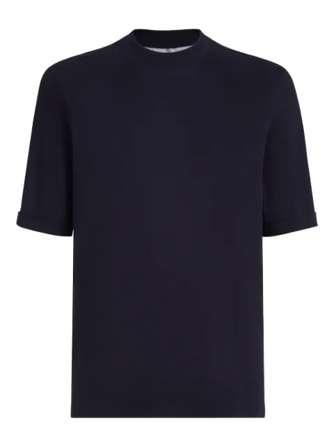 Brunello Cucinelli mock-neck cotton jersey T-shirt Blue M0B131396C4425