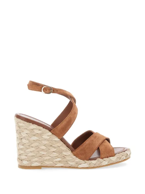 Stuart Weitzman Alyssa crossover straps wedge sandals Brown SN787XW6