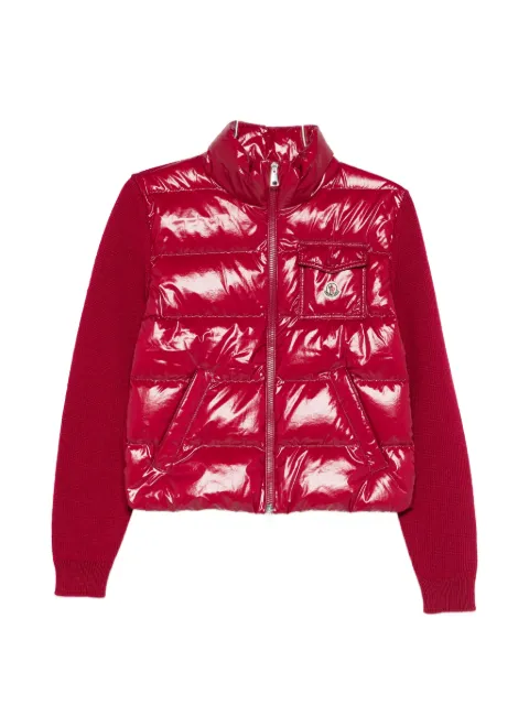 Moncler quilted-panel cardigan Red L10939B00023M7774