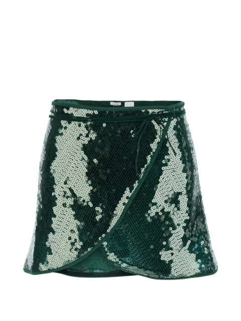 Oséree sequin-embellishment tie-detail mini skirt Green AGF257GREEN