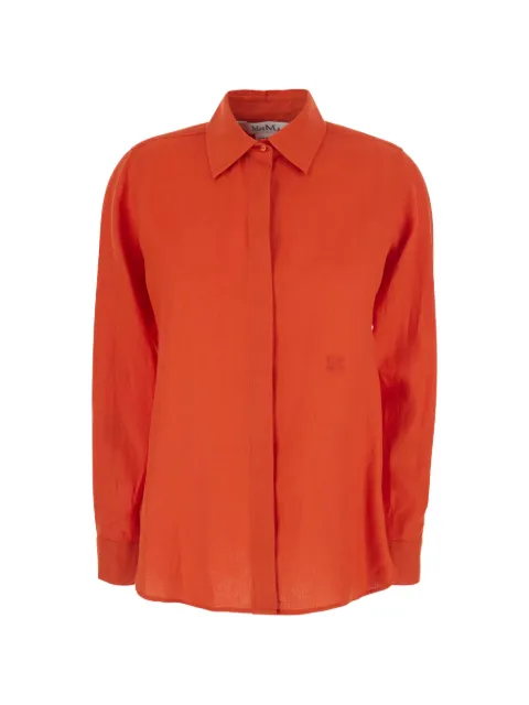 Max Mara Falas embroidered-logo linen shirt Orange 2611111012600
