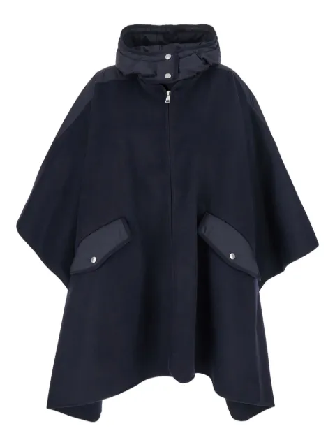 Moncler logo-patch hooded cape Blue L10933G00003M9137
