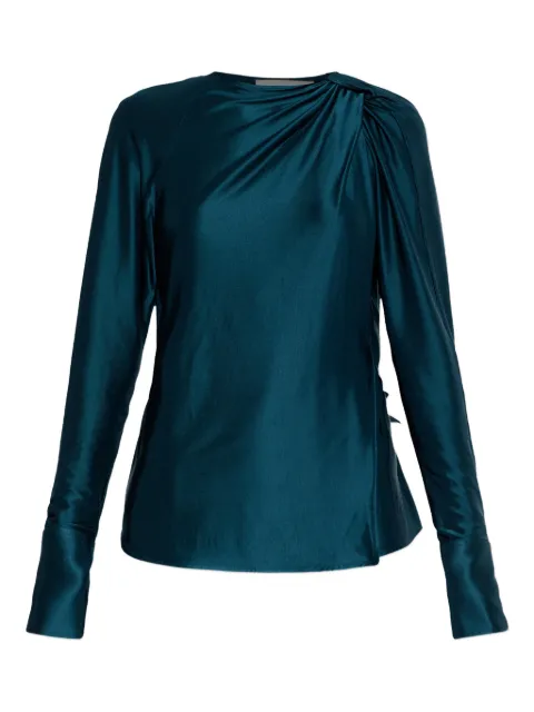 Victoria Beckham open-back long-sleeve blouse Blue 1126WSH006991A