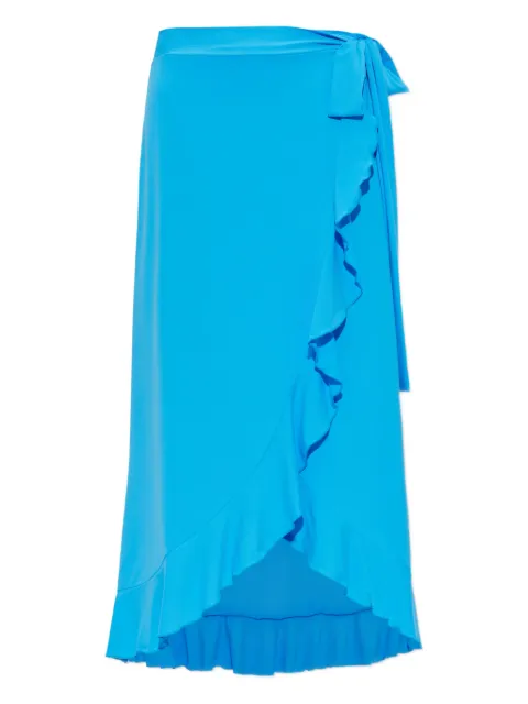 Melissa Odabash ruffled-trim tie-fastening midi skirt Blue CASSIDYEDITION