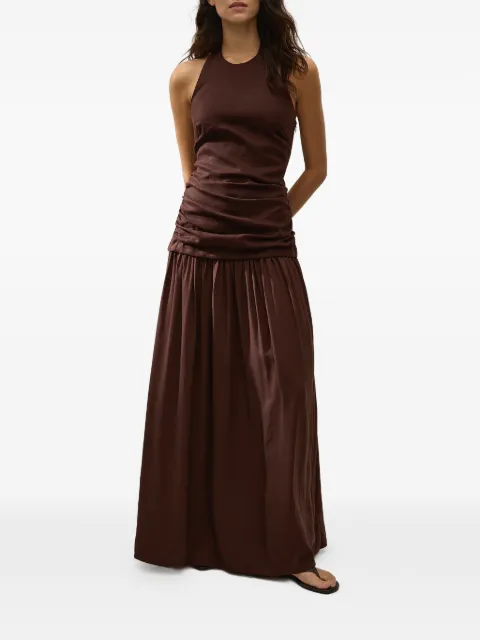 Faithfull Tali ruched maxi dress Brown FF4358