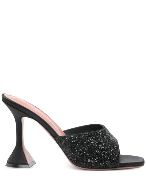 Amina Muaddi 95mm Lupita crystal-embellished sandals Black LUPITASLIPPER95