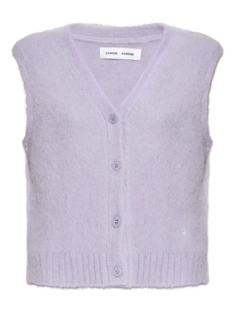 SAMSOE SAMSOE buttoned V-neck knitted vest Purple F25400034