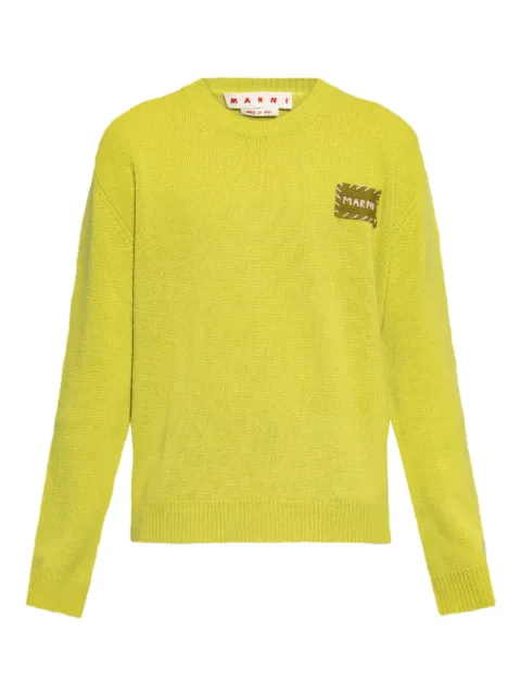 Marni logo-patch sweater Green GCMG0478Q0UFX325