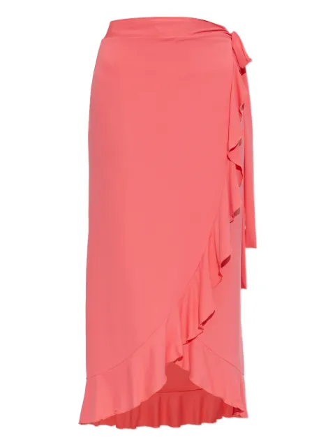 Melissa Odabash ruffled-trim tie-fastening midi skirt Pink CASSIDYEDITION