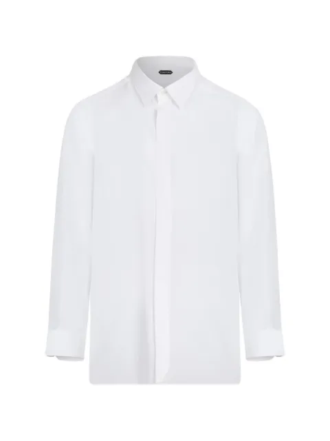 TOM FORD silk concealed-placket shirt White HRBF02SPS66WAB