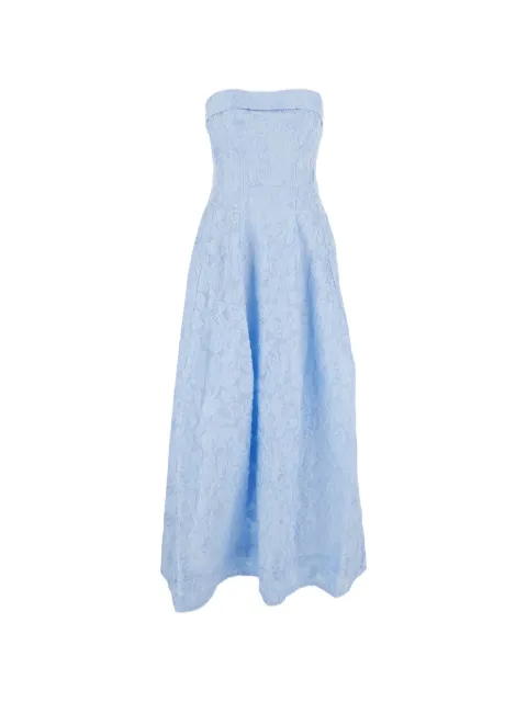 SIMKHAI Valeria floral-jacquard strapless midi dress Blue 2261167SJ