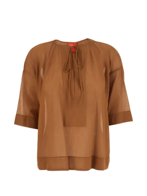 Merci tie-fastening semi-sheer blouse Brown CAM037