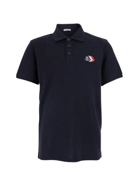 Moncler logo-patch polo shirt Blue 8A0003089A1677X