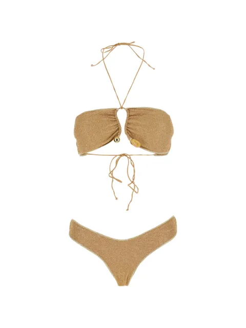 Oséree Lumière beaded-detail bikini Gold HKS261GOLD