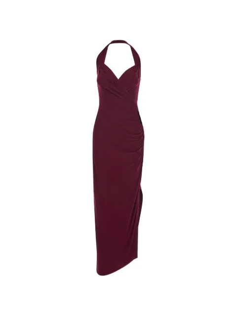 Norma Kamali halterneck draped dress Red KK4253PL327043