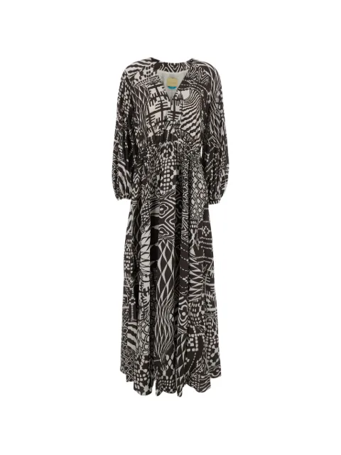 MOMONÌ geometric-pattern maxi dress Brown 265MMODR010265MO031161
