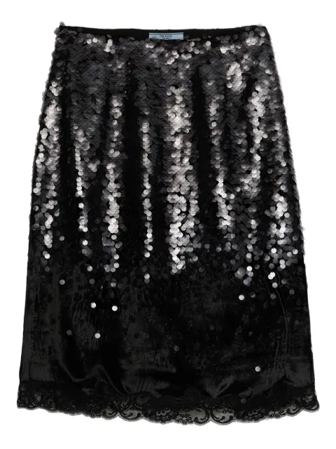 Prada sequin-embellished straight skirt Black P168ZRSOOO18PH