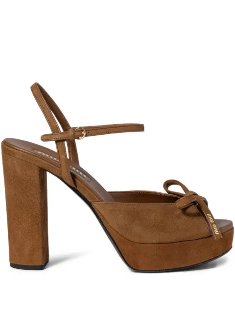 Miu Miu bow-detail heeled sandals Brown 5XP909F110008