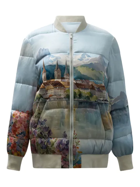 SLEEP NO MORE graphic-print padded jacket Blue BOMBERLUZERN