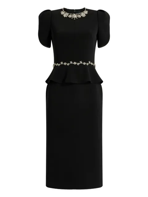 Jenny Packham Jules floral-embellished midi dress Black JPEX391