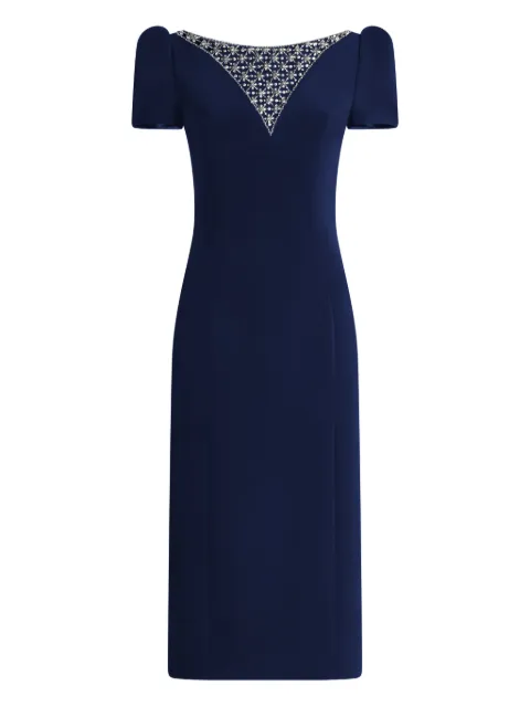 Jenny Packham Vienna embellished short-sleeved midi dress Blue JPEX389