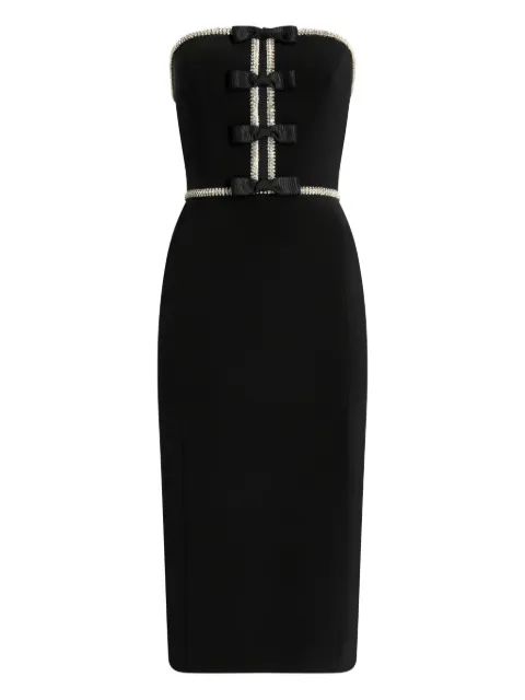 Jenny Packham Odette bow-embellished beaded midi dress Black JPEX385