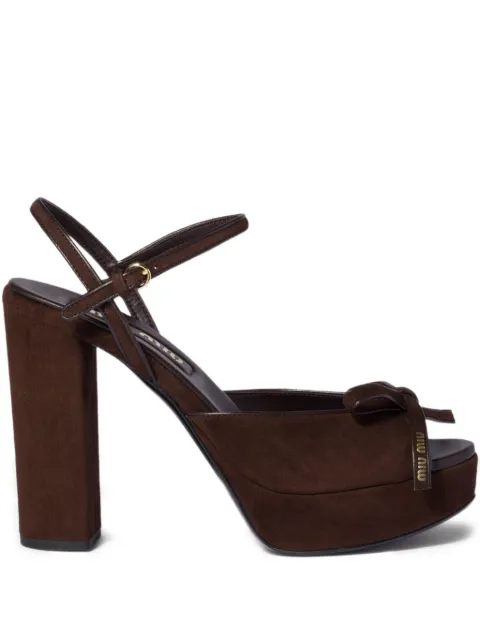 Miu Miu bow-detail block-heel sandals Brown 5XP909F110008