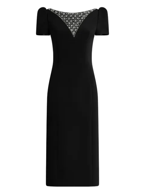 Jenny Packham Vienna embellished puff-sleeve midi dress Black JPEX389
