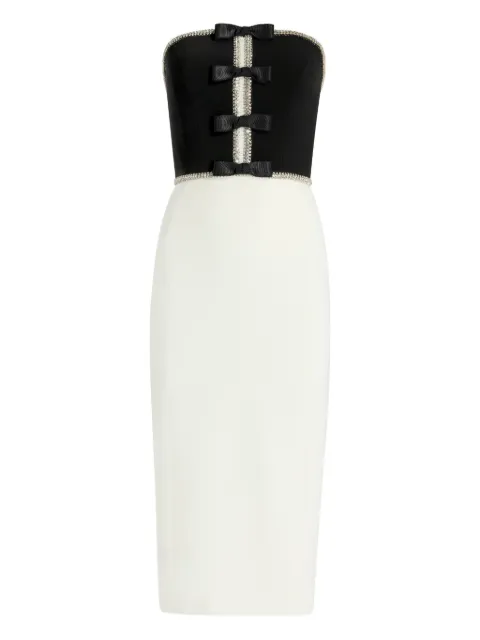 Jenny Packham Odette bow embellished midi dress White JPEX385