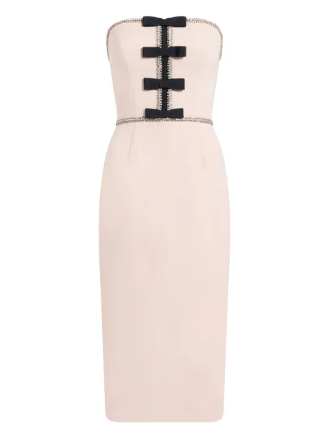 Jenny Packham Odette bow embellished dress Neutrals JPEX385
