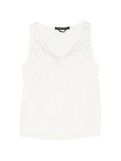 Marina Rinaldi Mrpascia embellished V-neck top Neutrals 2617861016