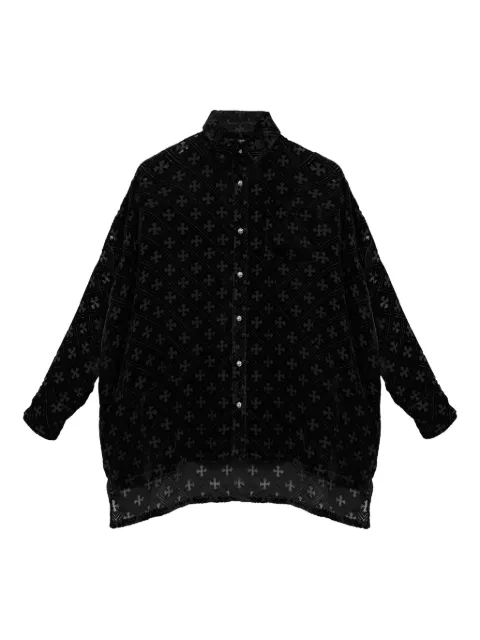 Chrome Hearts Mahal Kita monogram cross velvet shirt Black CHRM0451