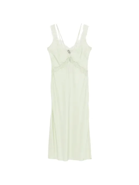 PINKO midi slip dress with lace bands Green 106624A385