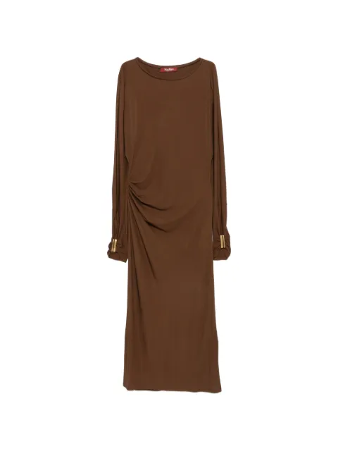 Max Mara ruched boat-neck dress Brown 2616621022600