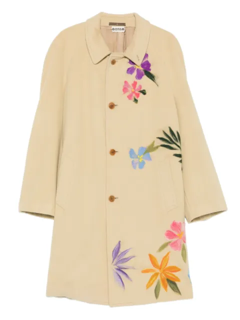 A.N.G.E.L.O. Vintage Upcycling floral-details single-breasted coat Neutrals AU600VA