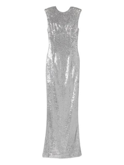 SILK LOVE & LACE Jamila sequin maxi dress Silver 18R15