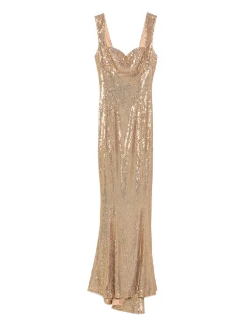 SILK LOVE & LACE Annabel sequin maxi dress Gold 18R14